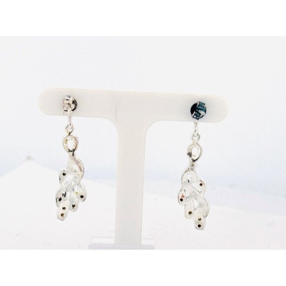 Estate Sterling Silver 925 Marcasite & CZ Drop Dangle Earrings, 4.03g, Push Back - Picture 2 of 8